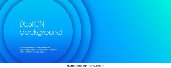 Blue abstract vector long banner. Business minimal gradient background with 3D circles and copy space for text. Social media header