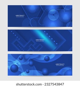 Blue abstract vector long banner. Minimal background with arrows and copy space for text. Social media cover and web banner template