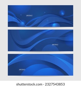 Blue abstract vector long banner. Minimal background with arrows and copy space for text. Social media cover and web banner template