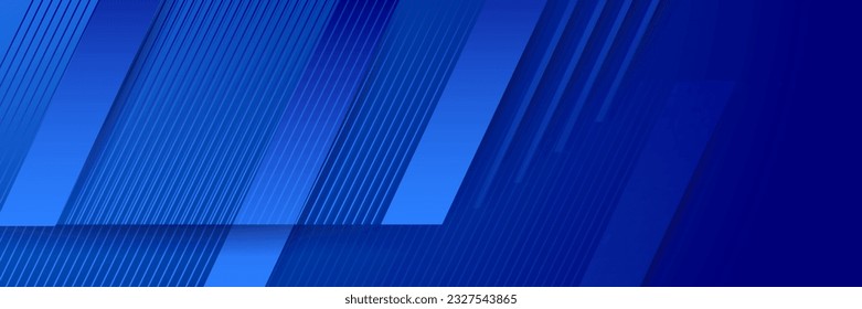 Blue abstract vector long banner. Minimal background with arrows and copy space for text. Social media cover and web banner template