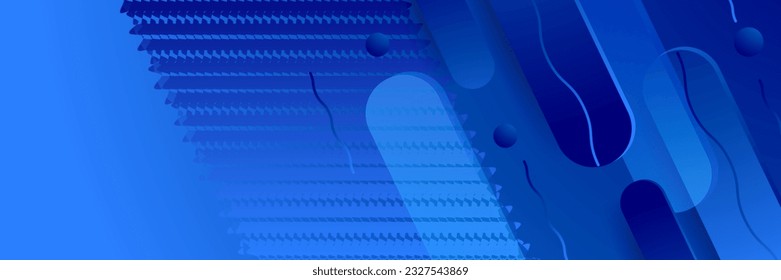 Blue abstract vector long banner. Minimal background with arrows and copy space for text. Social media cover and web banner template