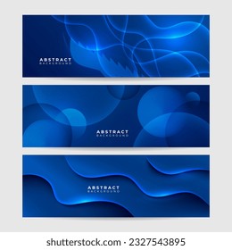 Blue abstract vector long banner. Minimal background with arrows and copy space for text. Social media cover and web banner template