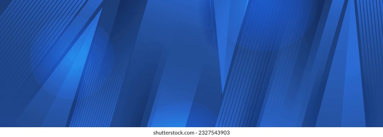 Blue abstract vector long banner. Minimal background with arrows and copy space for text. Social media cover and web banner template