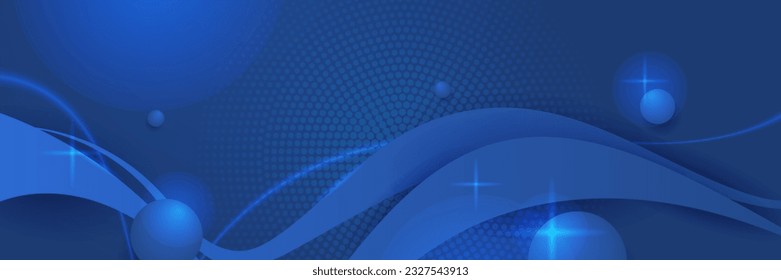 Blue abstract vector long banner. Minimal background with arrows and copy space for text. Social media cover and web banner template