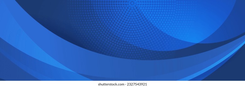Blue abstract vector long banner. Minimal background with arrows and copy space for text. Social media cover and web banner template