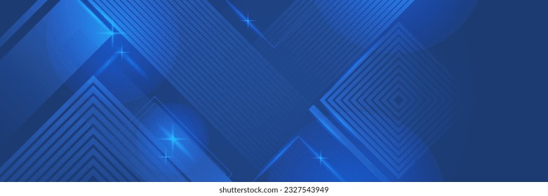 Banner largo vector abstracto azul. Fondo mínimo con flechas y espacio para copiar texto. Portada de medios sociales y plantilla de banners web