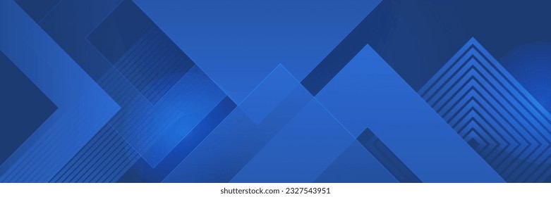 Blue abstract vector long banner. Minimal background with arrows and copy space for text. Social media cover and web banner template