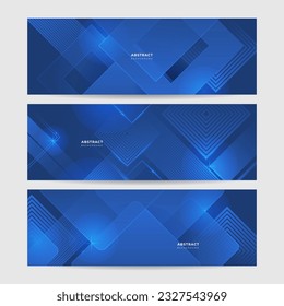 Blue abstract vector long banner. Minimal background with arrows and copy space for text. Social media cover and web banner template