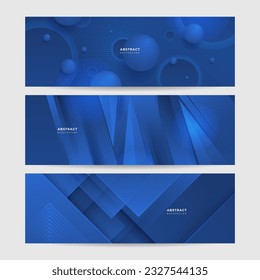 Banner largo vector abstracto azul. Fondo mínimo con flechas y espacio para copiar texto. Portada de medios sociales y plantilla de banners web