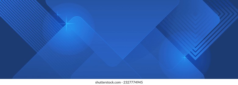 Blue abstract vector long banner. Minimal background with arrows and copy space for text. Social media cover and web banner template