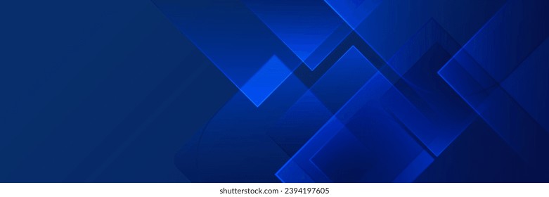 Blue abstract vector long banner background. Modern abstract gradient dark navy blue banner background. Design for poster, template on web, backdrop, brochure, flyer, landing page, and webinar