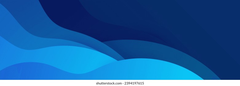 Blue abstract vector long banner background. Modern abstract gradient dark navy blue banner background. Design for poster, template on web, backdrop, brochure, flyer, landing page, and webinar