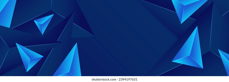 Blue abstract vector long banner background. Modern abstract gradient dark navy blue banner background. Design for poster, template on web, backdrop, brochure, flyer, landing page, and webinar