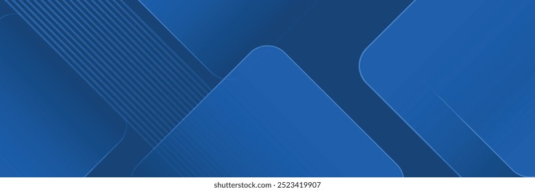 Blue abstract vector long banner. Minimal background with arrows and copy space for text. Social media cover and web banner template