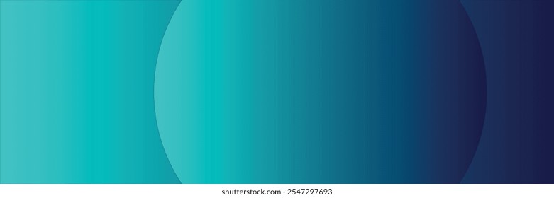Blauer abstrakter, langer Vektorbanner. Business minimalen Farbverlauf Hintergrund mit Kreisen und Kopienraum für Text.