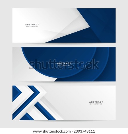 Blue abstract vector long banner. Minimal background with arrows and copy space for text. Facebook cover, web banner
