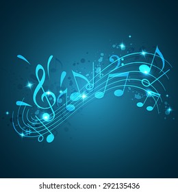 Blue Abstract Vector Music Background Notes Stock Vector (Royalty Free ...