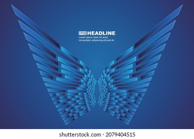 Blue is an abstract vector shape that resembles a wing or butterfly