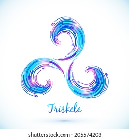 Blue abstract vector triskele symbol
