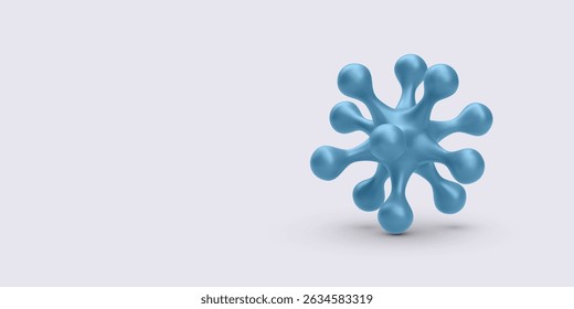 Forma De Vírus Abstrato Azul Com Pontas Arredondadas No Fundo De Luz, Estilo 3D Minimalista Representando Bactérias, Micróbios, Infecção Ou Conceito De Ciência Para Uso Médico E Educacional. Ilustração vetorial