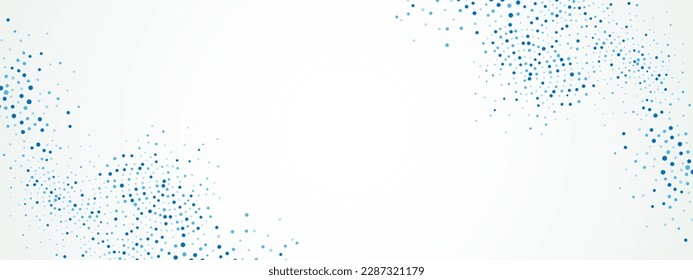 Blue abstract water background frame of geometric shapes. Pattern of dots, particles, molecules, fragments. Circular ornament. Poster for technology, medicine, presentations, business. Vector