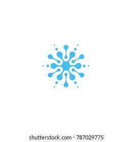 Blue abstract water drop icon. Isolated splash shape logo, unusual star sillhoutte symbol