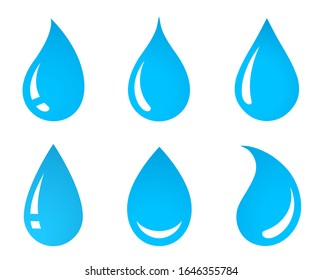 blue abstract water droplet with reflection set icons