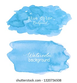 Blue abstract watercolor background. Watercolor element for card. Vector illustration.