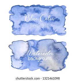 Blue abstract watercolor background. Watercolor element for card. Vector illustration.