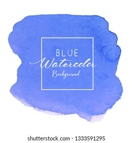 Blue abstract watercolor background. Watercolor element for card. Vector illustration.
