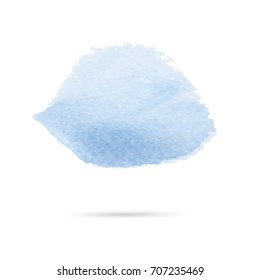 Blue abstract watercolor background for logo. Hand drawn stains and splashes. Vector texture handmade