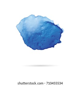 Blue abstract watercolor background for logo. Hand drawn stains and splashes. Vector texture handmade