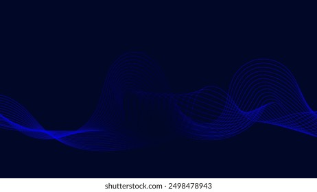 Blue abstract wave background with copy space.and Abstract Waving Line Particle Technology Background
