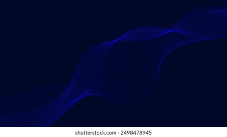 Blue abstract wave background with copy space.and Abstract Waving Line Particle Technology Background
