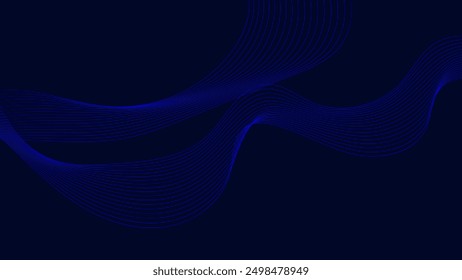 Blue abstract wave background with copy space.and Abstract Waving Line Particle Technology Background
