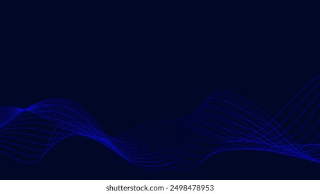 Blue abstract wave background with copy space.and Abstract Waving Line Particle Technology Background
