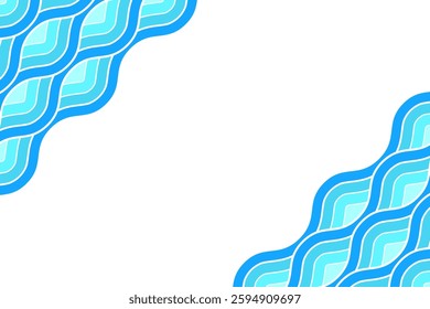 a blue abstract wave background is in the corner on a white background