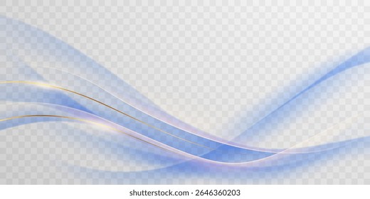 Blue abstract wave background with luxury golden elements vector illustration
