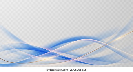 Fondo abstracto azul de la onda con la Ilustración vectorial dorada lujosa de los Elementos
