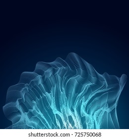 Blue abstract wave background with particle. Vector illustration