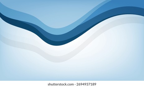 Blue abstract wave background, smooth flowing gradient design