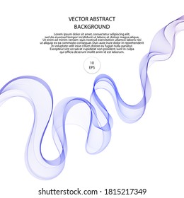 Blue abstract wave. Curves isolated on white background