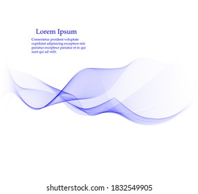 Blue abstract wave. Curves isolated on white background