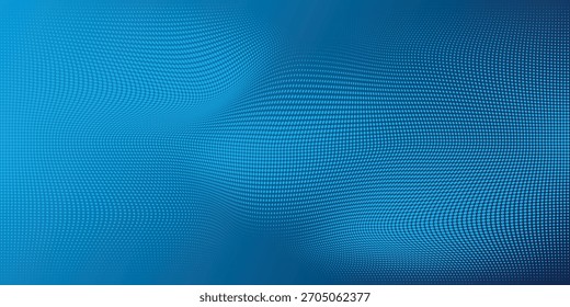Blue Abstract Wave Dots Background With Futuristic Tech Pattern For Digital Design