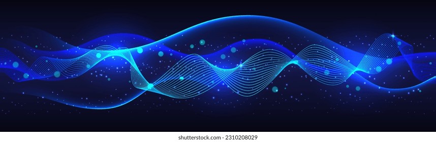 Blue abstract wave flow vector design shape graphic elements on blue background for brochure flyer Poster leaflet Annual report Book cover Layout template
