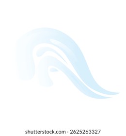 Blaue abstrakte Welle fließt auf weißem Hintergrund