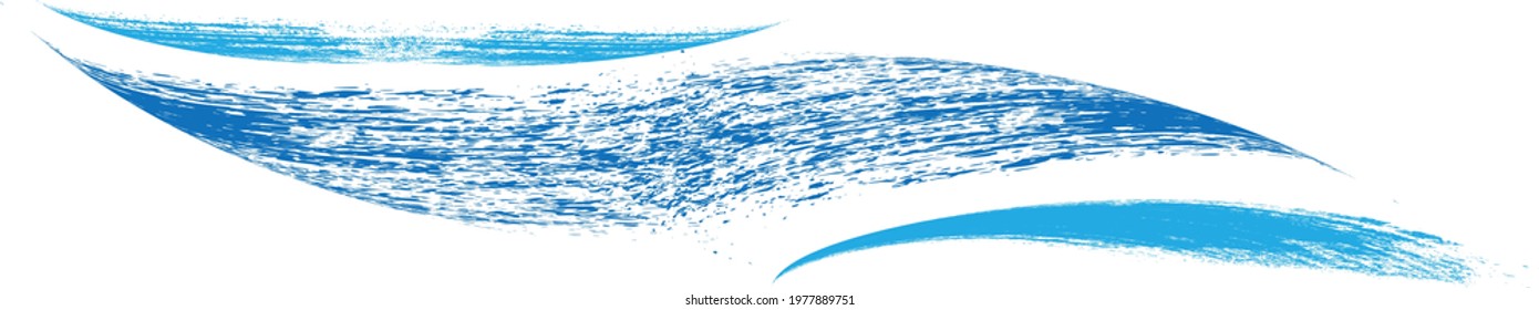 Blue Abstract Wave . Grunge Logo Element. Surfing Icon . Brush Stroke . Vector Illustration. 