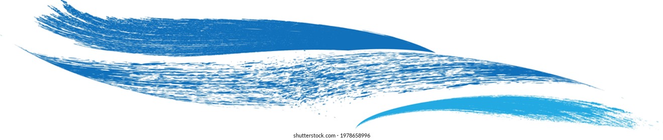 Blue Abstract Wave . Grunge Logo Element. Surfing Icon . Brush Stroke . Vector Illustration. 