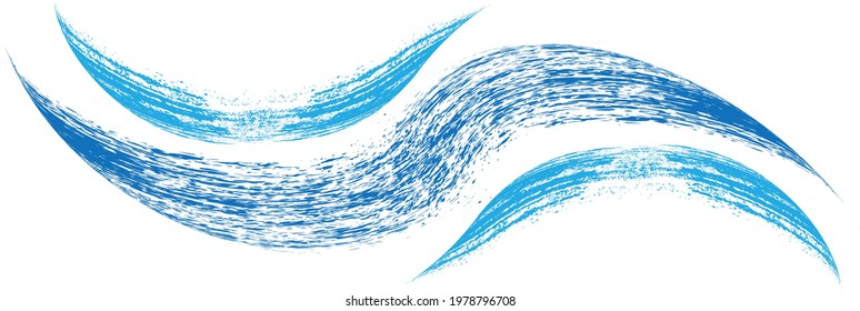 Blue Abstract Wave . Grunge Logo Element. Surfing Icon . Brush Stroke . Vector Illustration. 