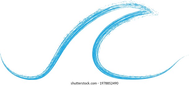 Blue Abstract Wave . Grunge Logo Element. Surfing Icon . Brush Stroke . Vector Illustration. 